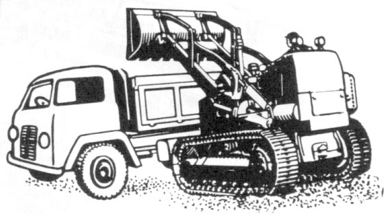 Lastwagen und Raupe