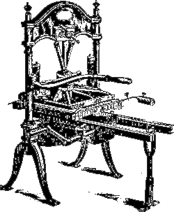 Alte Druckerpresse aus dem Schnippelbuch
